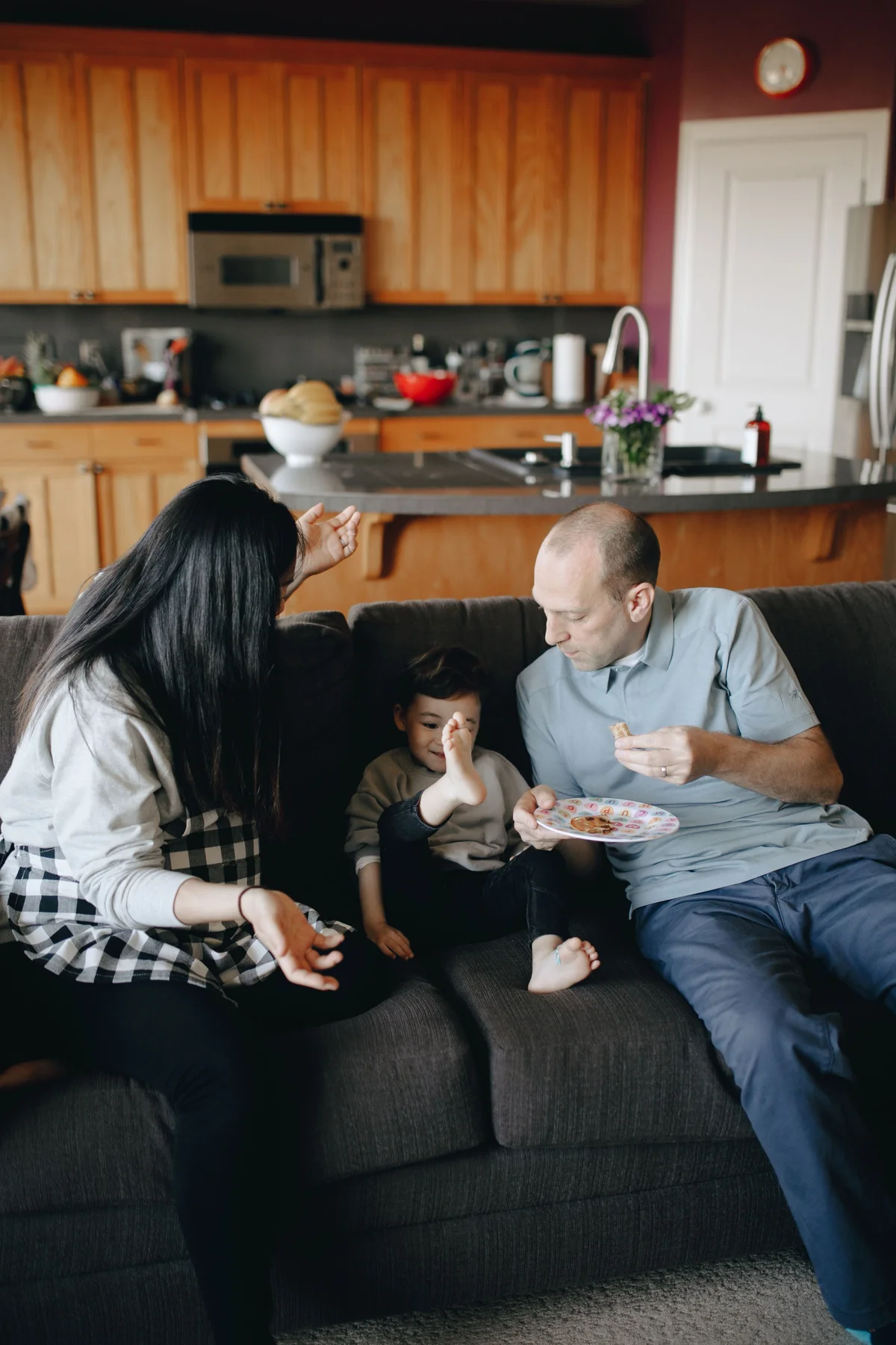 A family spending time together at home